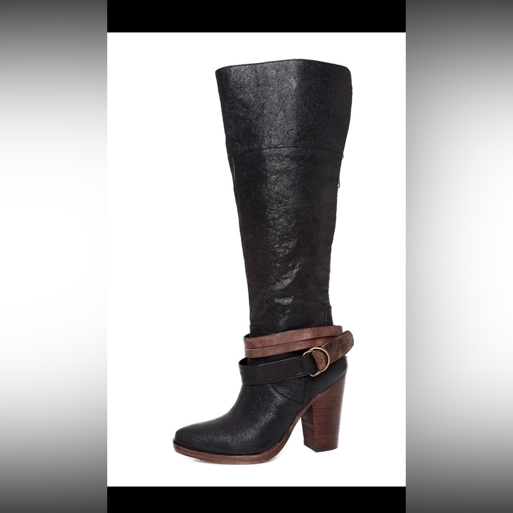 Steve Madden Z32127* Rockiie Women's Black Leather Boot Size 7.5 B